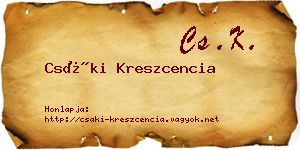 Csáki Kreszcencia névjegykártya